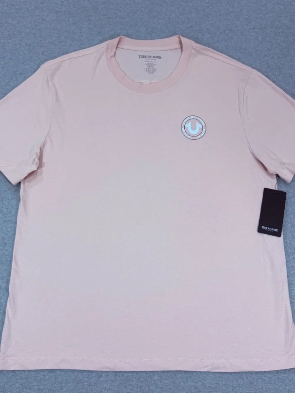 True Religion Crystal Buddha Face Tee Men's XL Sepia Rose Pink Rhinestone NWT